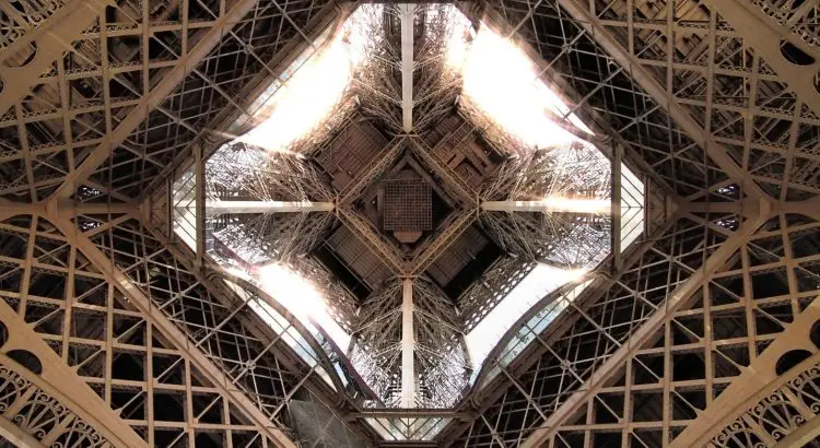 The view from underneath the Eiffel Tower, one of my favourite places for photographs