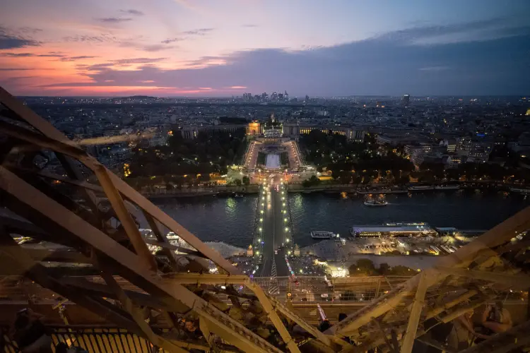 The view from Le Jules Verne, one of the restaurants inside the Eiffel Tower