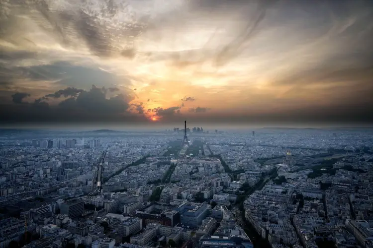 The view from Le Ciel de Paris, which is the highest restaurant with an Eiffel Tower view