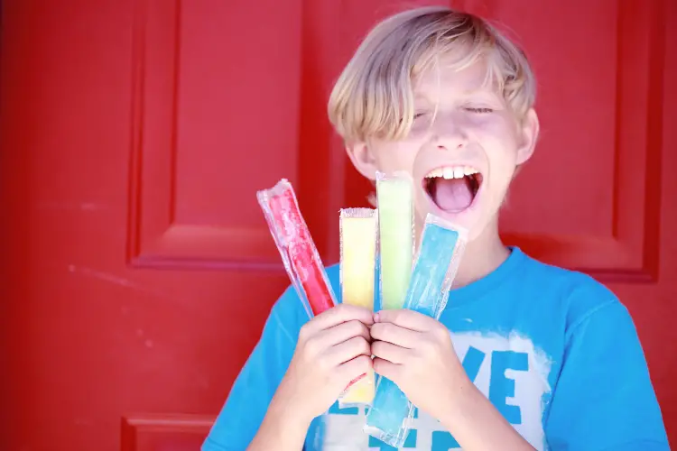 Coloured ice pops or freeze pops, which are known as freezies in Canada
