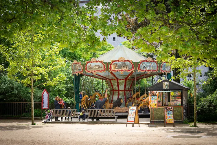 The carousel at the Jardin des Plantes, one of the free parks in Paris