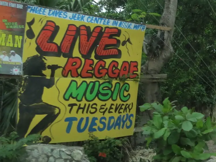 An advertisement for live reggae in Negril