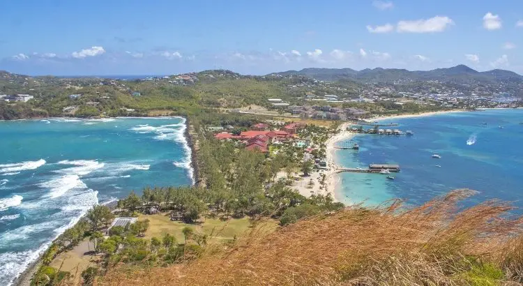 Reduit Beach on the Caribbean Sea (right) and the Atlantic Ocean (left) - things to do in St. Lucia