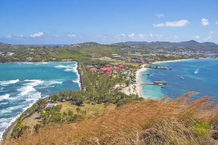 Reduit Beach on the Caribbean Sea (right) and the Atlantic Ocean (left) - things to do in St. Lucia