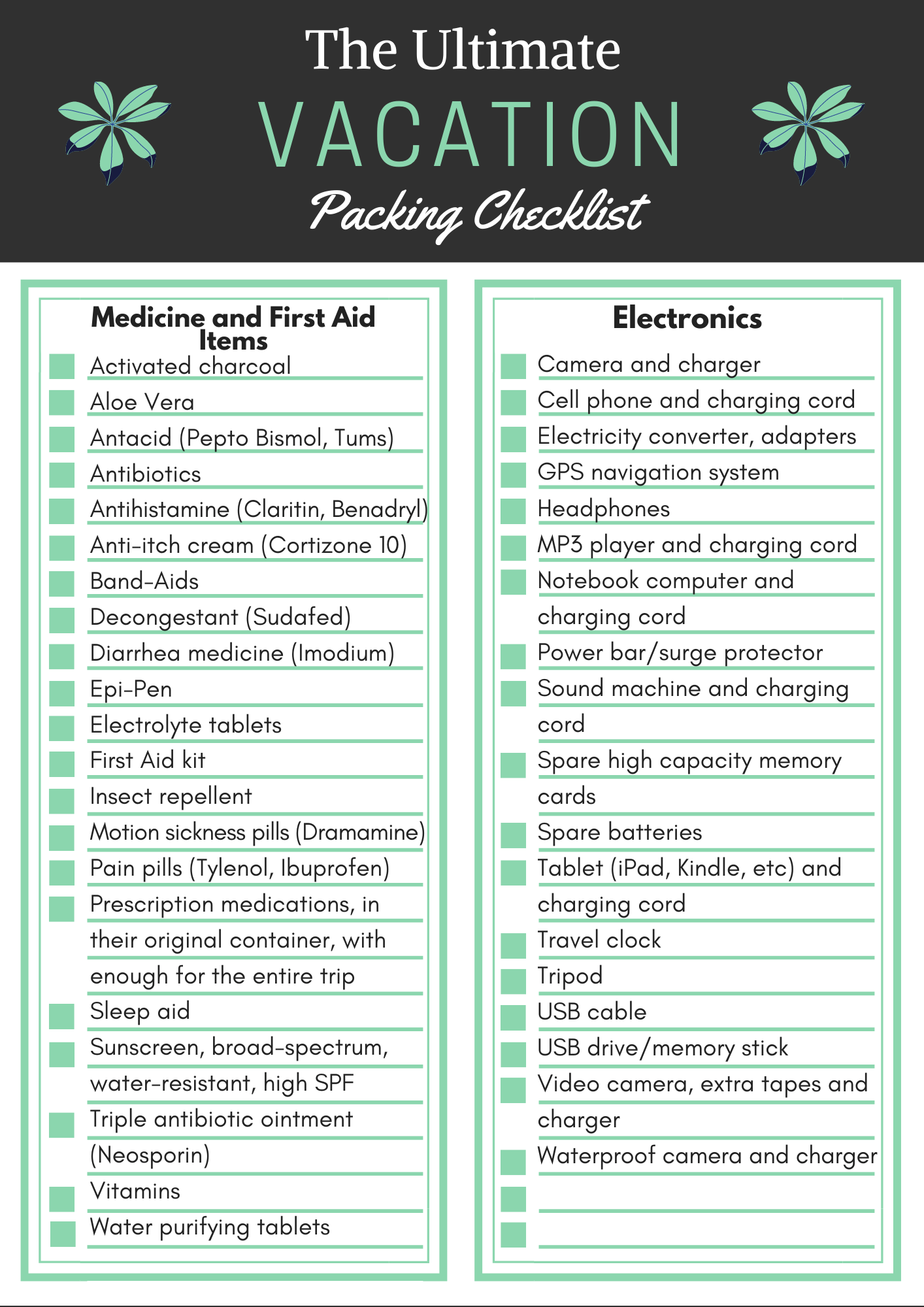 The Ultimate Vacation Packing Checklist My Canadian Passport