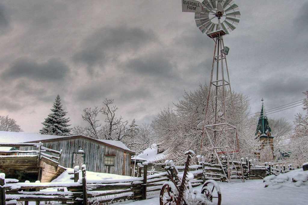 Riverdale Farm in the snow