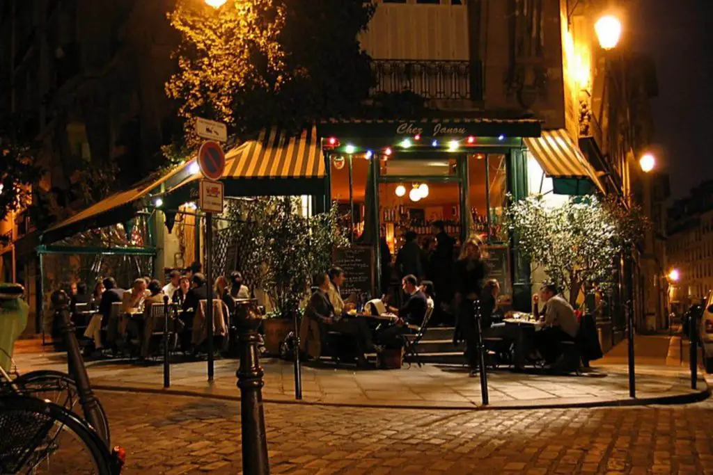 The exterior of Chez Janou, one of the best places to eat escargot in Paris
