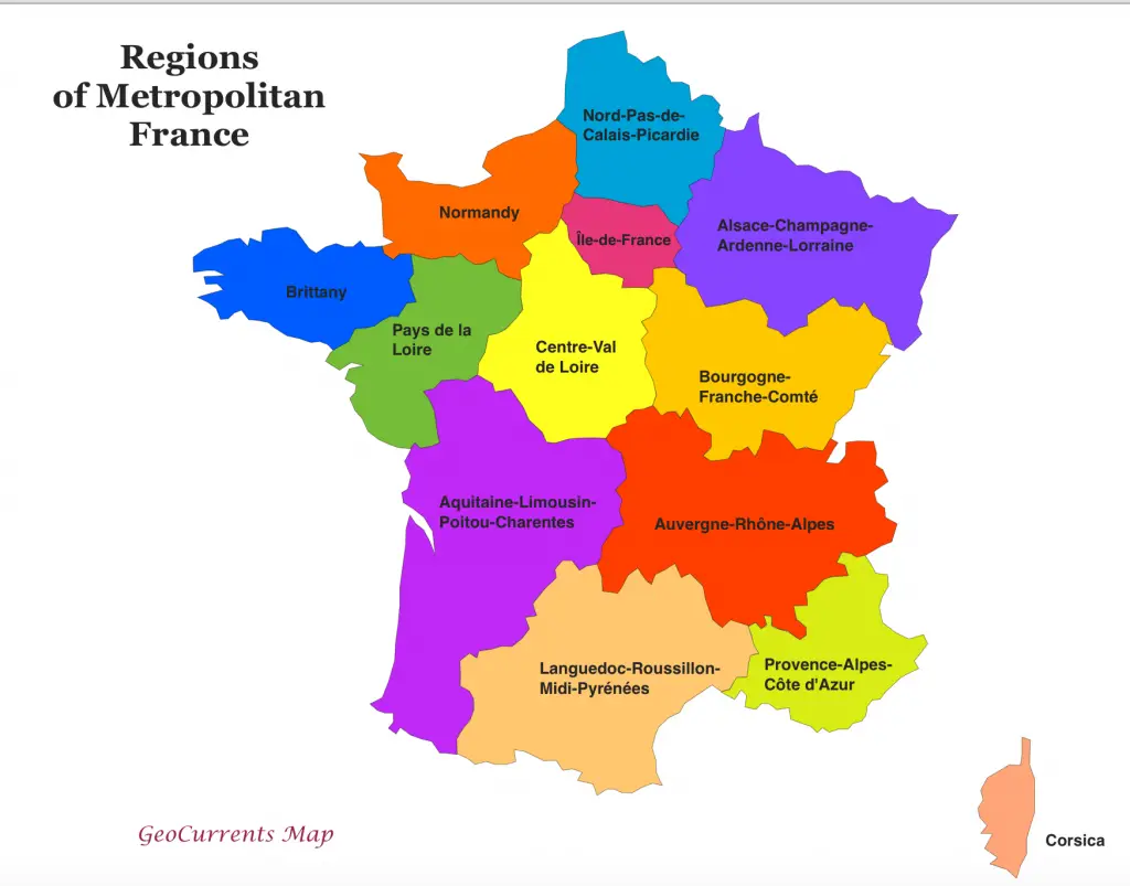 A Beginners Guide to the Regions in France 2 Regions in France Map www.geocurrents.info
