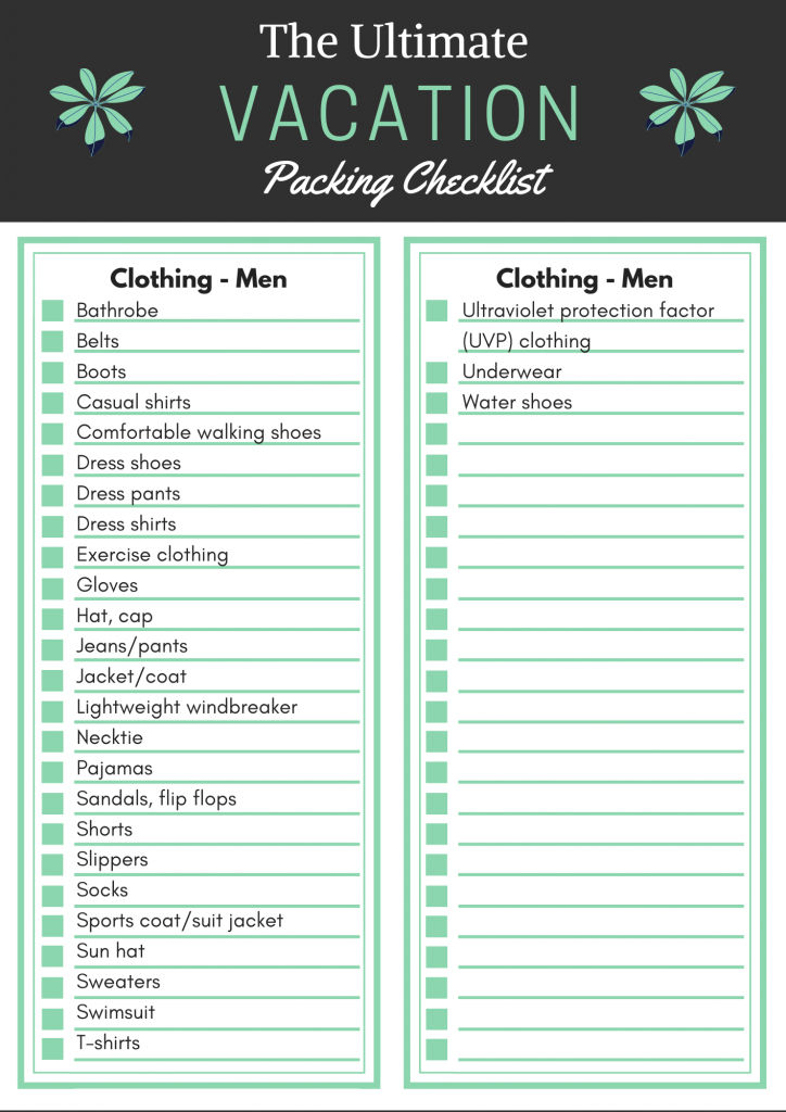 vacation packing checklist 4