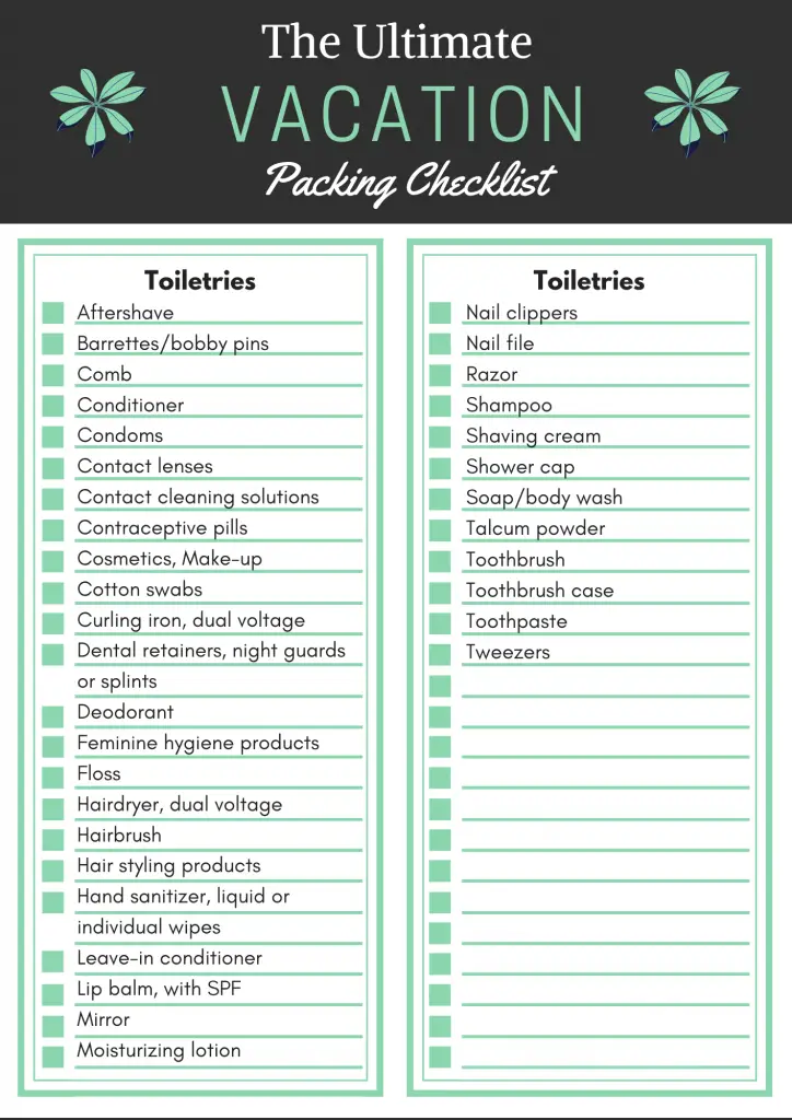 vacation packing checklist 5