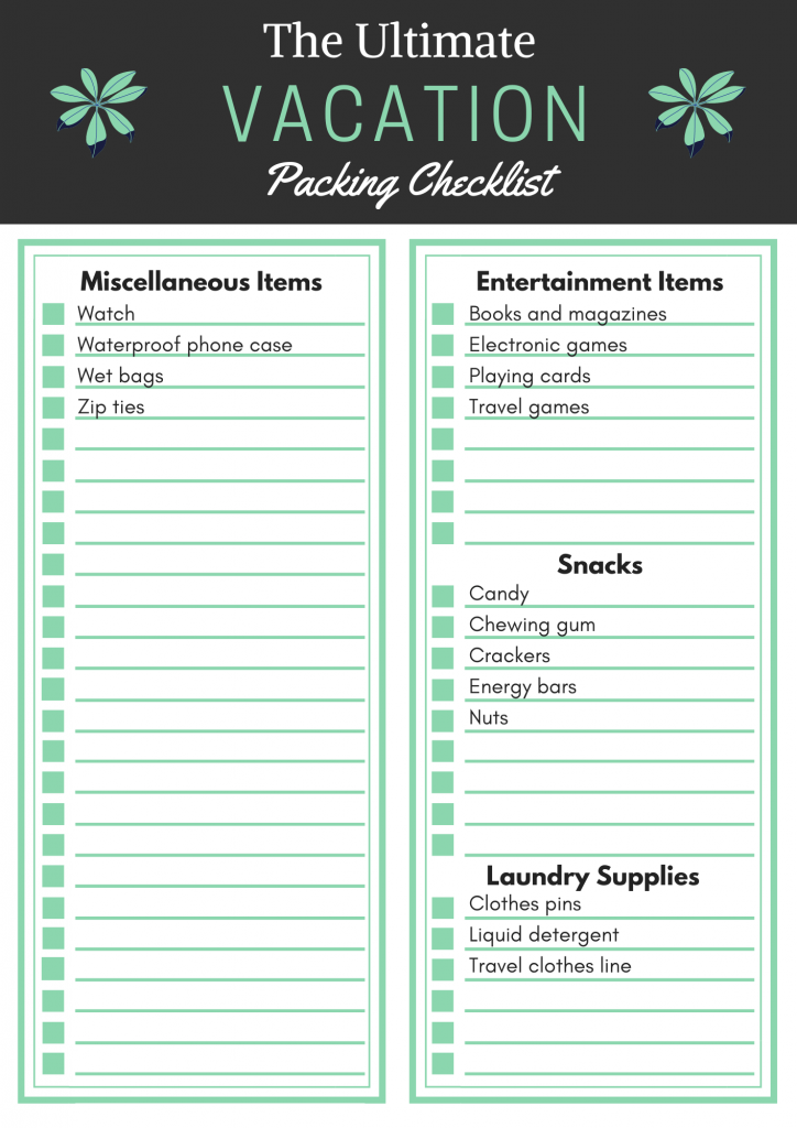 vacation packing checklist 7