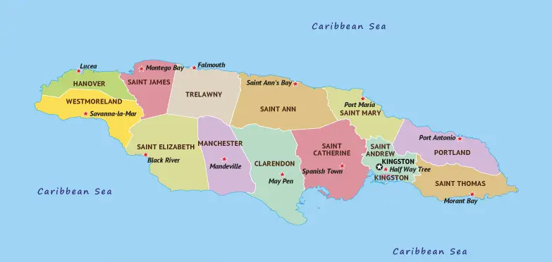 Interesting Facts about Jamaica map of parishes and capital